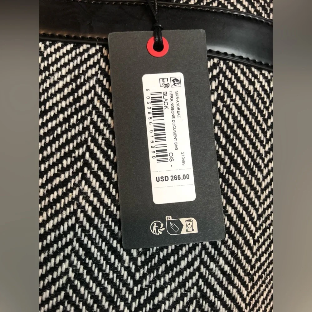Ted Baker Andreaz Herringbone Document Bag - Black - NWT
